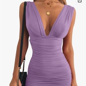 Bodycon dress purple v neck